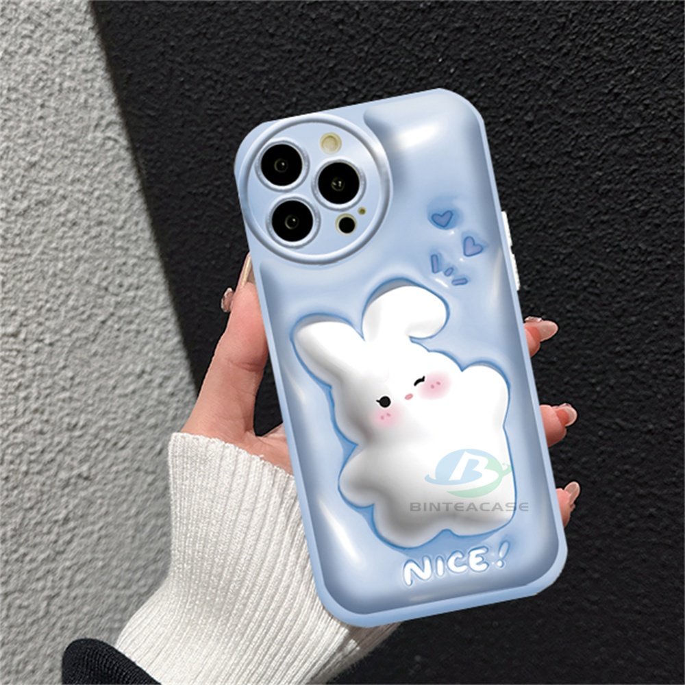 Casing hp Oppo A77S A57 A16 A16S A54S A77 A16K A17 A5S A15 A15S A12 A3S A17K A12E A92 A52 A32 A31 A9 A5 F1S A53 A33 A54 F9 C1 A11K Kartun Kelinci Lucu Silicone Airbag Case Binteacase