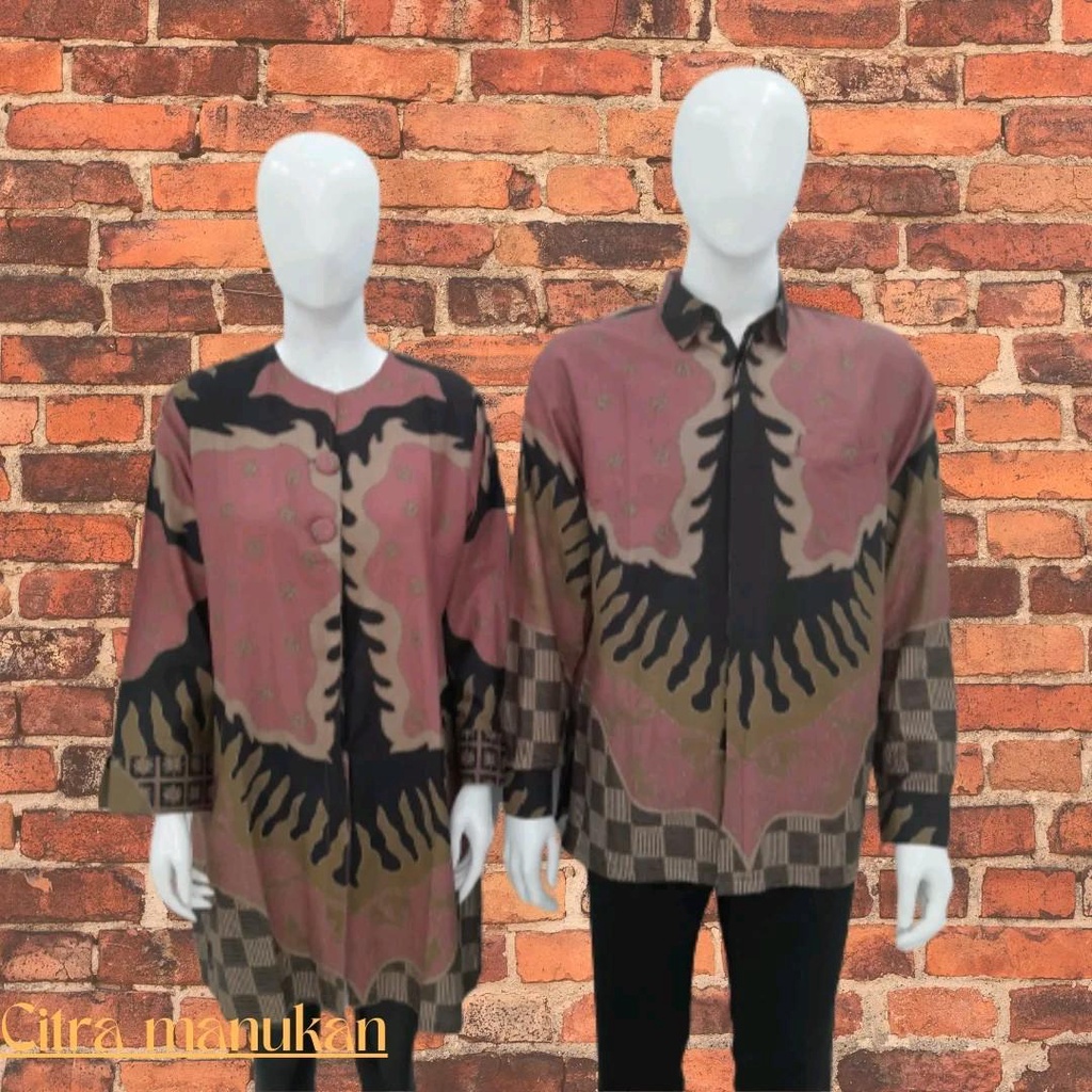 Batik couple kondangan Tunik & kemeja - Batik couple formal katun premium