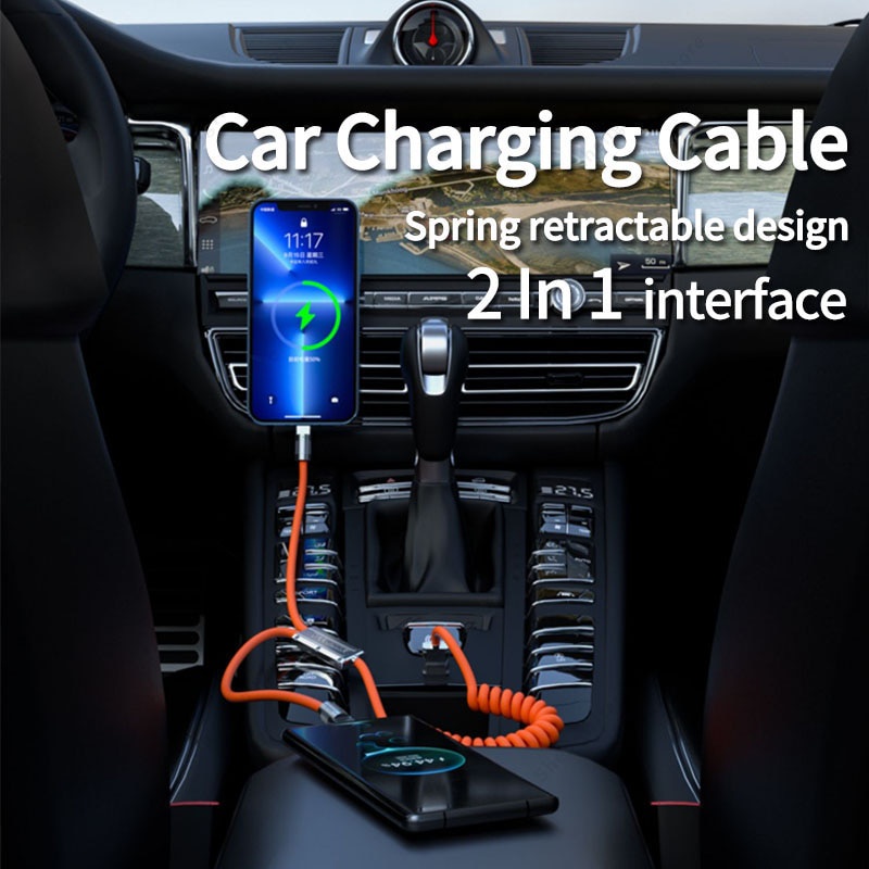 Kabel USB Fast Charging 2in1 6A 120W Untuk iPhone 14spring Charger Wire Tipe C Untuk Huawei