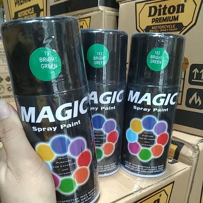 cat semprot pilok pilox magic spray paint magic bright green 193 300cc hijau mettallic tua