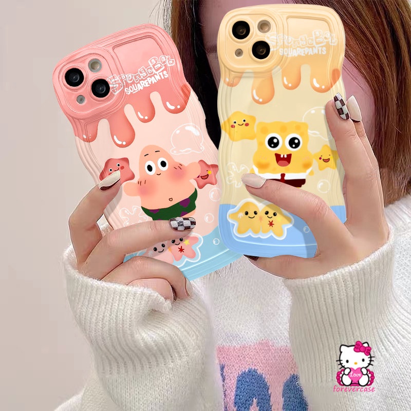 IPHONE Case Kartun Spongebob Patrick Star Kompatibel Untuk Iphone14 12 11 13 Pro Max 6s 8 14 6 7 Plus XS X XR Max SE 2020 Lembut Bergelombang Tepi Lucu Penutup Belakang