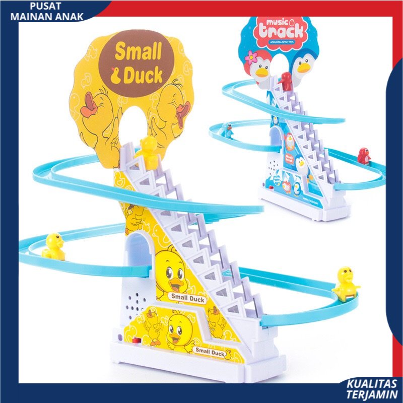 Mainan Track Tangga Berjalan Bebek / Penguin Memanjat Dengan Musik BerLampu Mainan Bayi Edukasi Anak