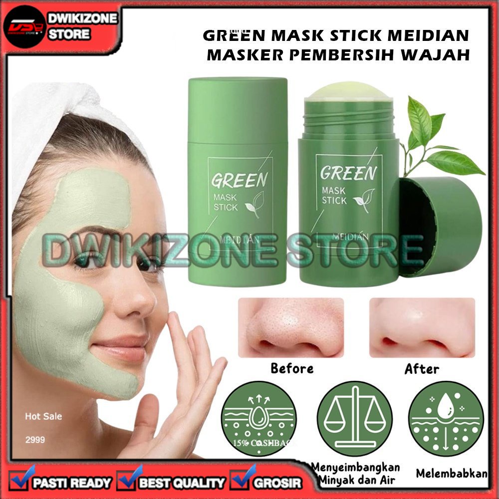 [DZS] MASKER WAJAH GREEN TEA MASK OIL CONTROL PENGHILANG PEMBERSIH KOMEDO EKSFOLIASI STIK TEH HIJAU GREEN MASK STICK MEIDIAN