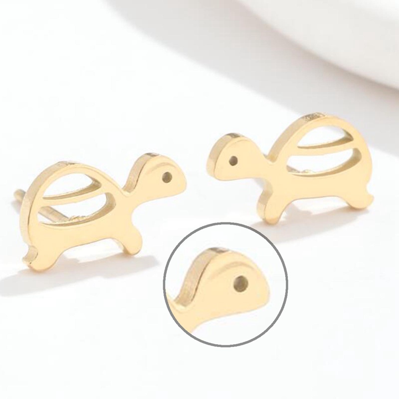 Anting Kura-Kura Lucu Stainless Steel Turtles Stud Earring Hewan Kecil Ear Studs Untuk Wanita Gadis Perhiasan Hadiah