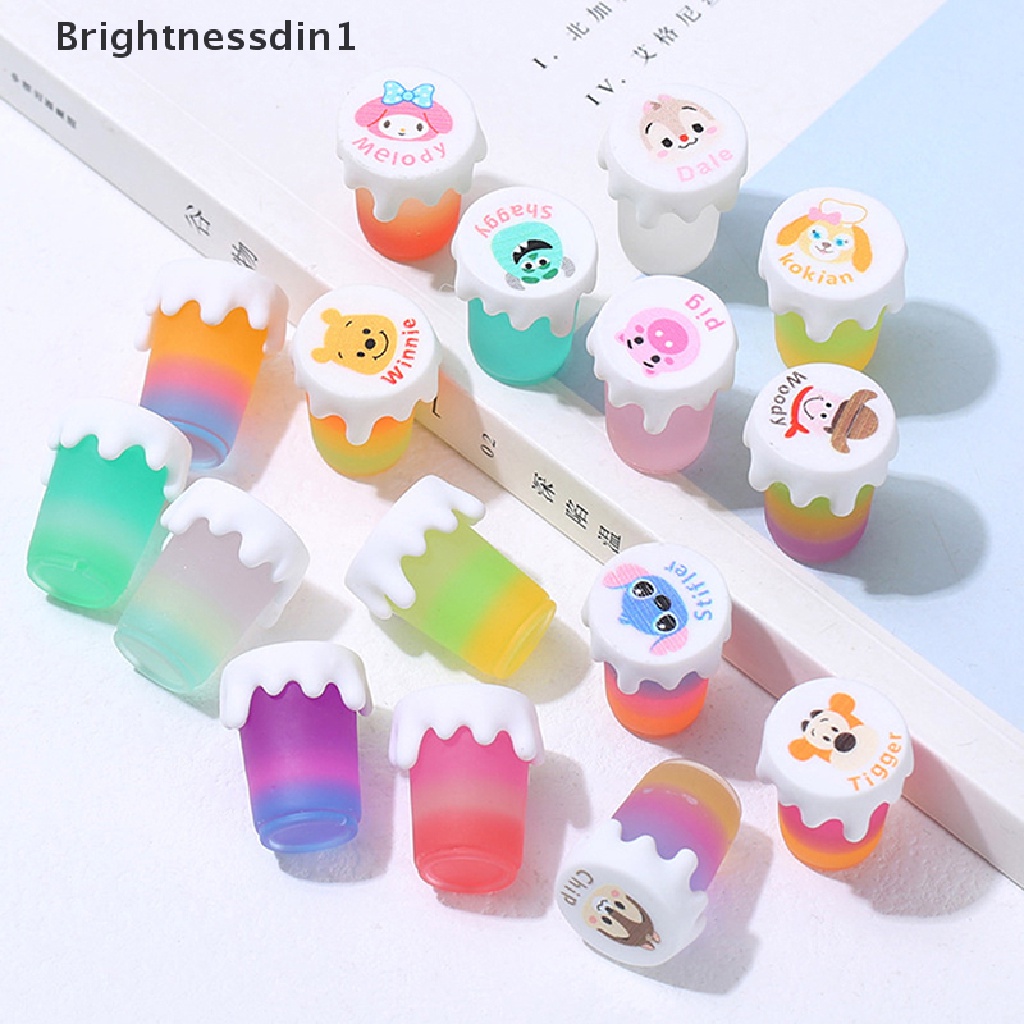 [Brightnessdin1] 4pcs Toples Selai Madu Teh Mini Bercahaya Cangkir Rumah Boneka Miniatur Madu Pomelo Butik