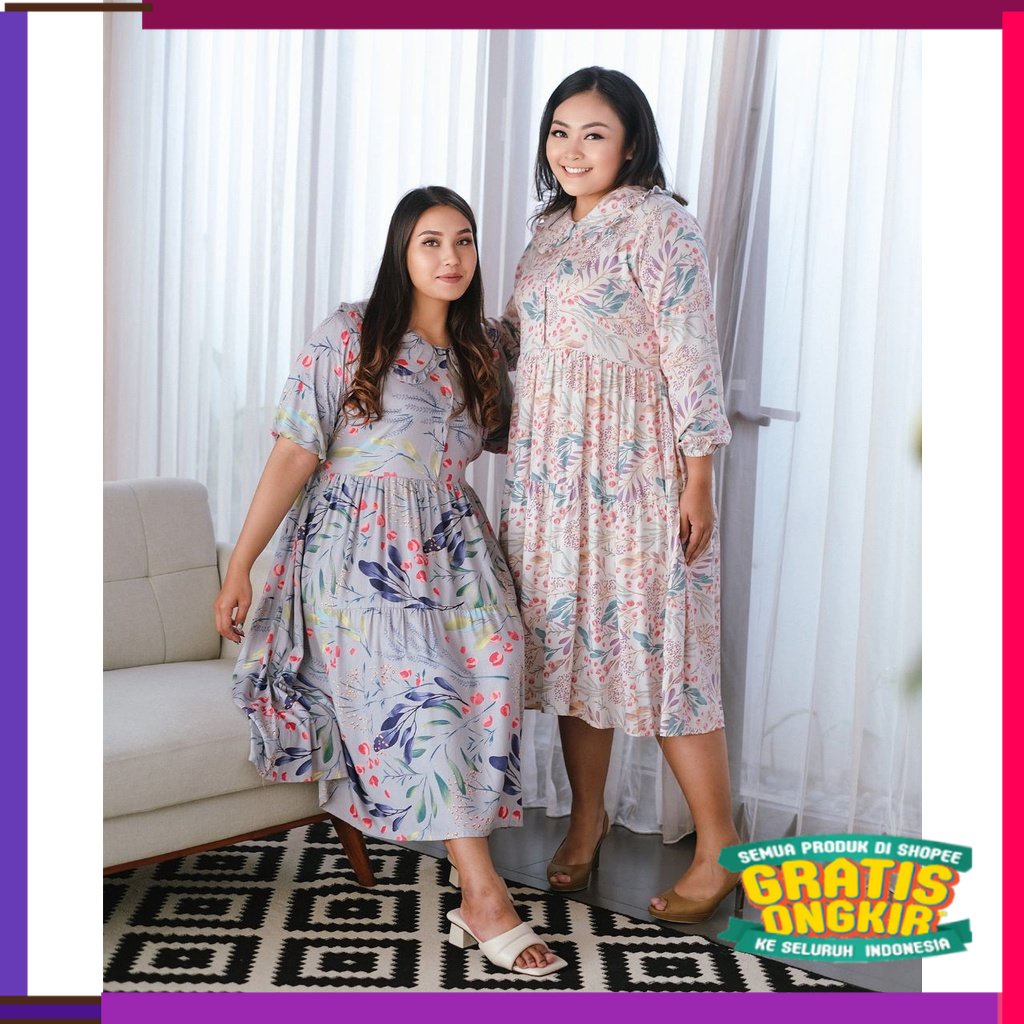 RAMADHAN SALE IDUL FITRI Bigissimo - Aloraa-aa Tunik | Atasan Midi Dress Tunik Big Size Jumbo