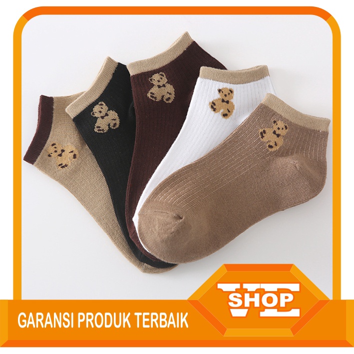 Kaos Kaki Wanita Motif Bear Motif Line Beruang Brown Wanita Pria Murah