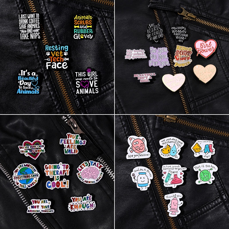 2/7pcs Set Text Class Lapel Pin Elemen Kimia Bros Ransel Lencana Hadiah Untuk Teman Aksesoris Pakaian