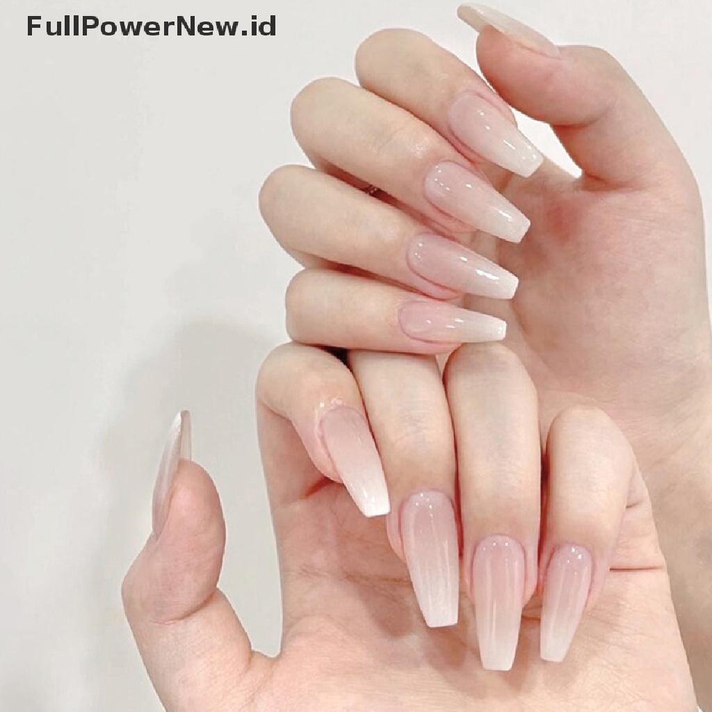 Power 100PCS Paku Palsu Set Tekan Pada Paku Almond/Persegi/Peti Mati Full Penutup Fake Tip ID