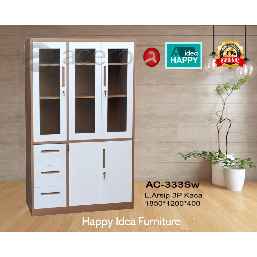 𝗛𝗮𝗽𝗽𝘆 𝗜𝗱𝗲𝗮   - Lemari Cabinet Arsip Besi 3 Pintu / Lemari Besi Filling Cabinet Metal Import Quality 