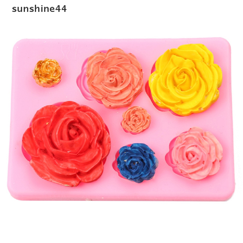 Sunshine Portable Kitchen Rose Flowers Mold Cetakan Silikon Kue Cetakan Coklat ID