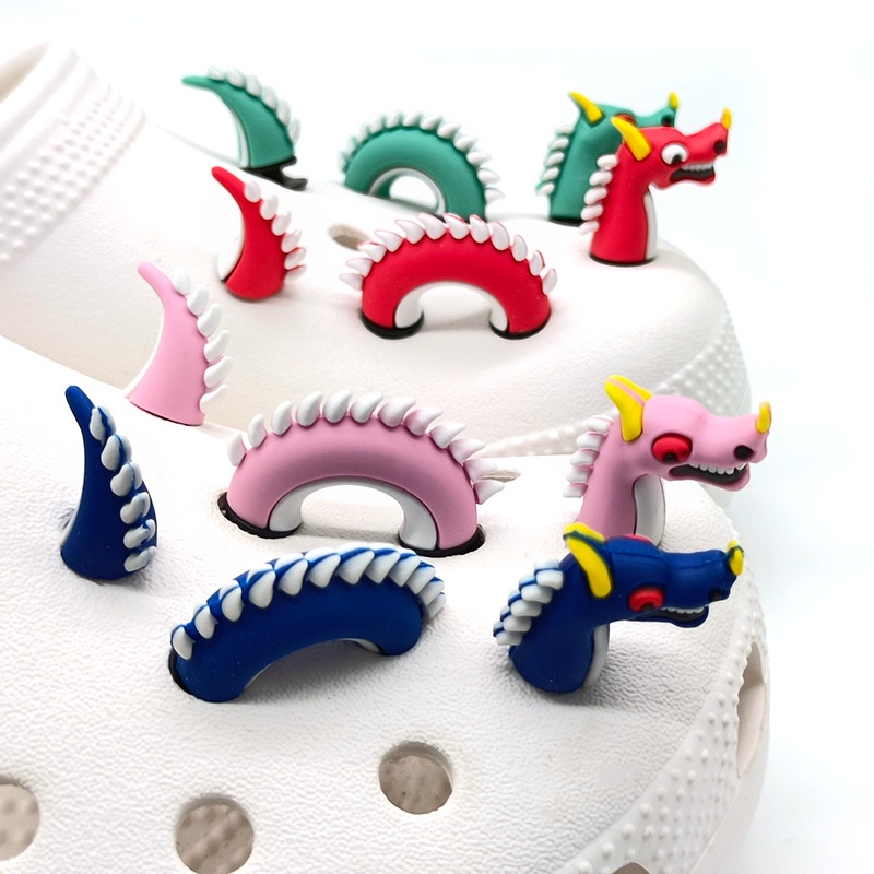 [3D Dinosaurus] Untuk Sepatu cocs jibbiz diy Shoe accessorie ins Shoe Decoration Sticker croc clog jbbitz Gesper Sepatu Untuk crocs Pesona pin