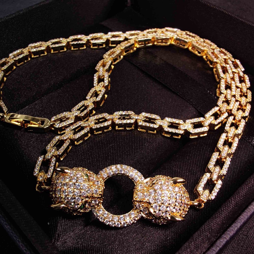 Goldkingdom Fashion Perhiasan Aksesoris Ready Berlian Leopard Kepala Gelang Mendominasi Kalung Jaguar Liar Cheetah Pejantan Anting Wanita