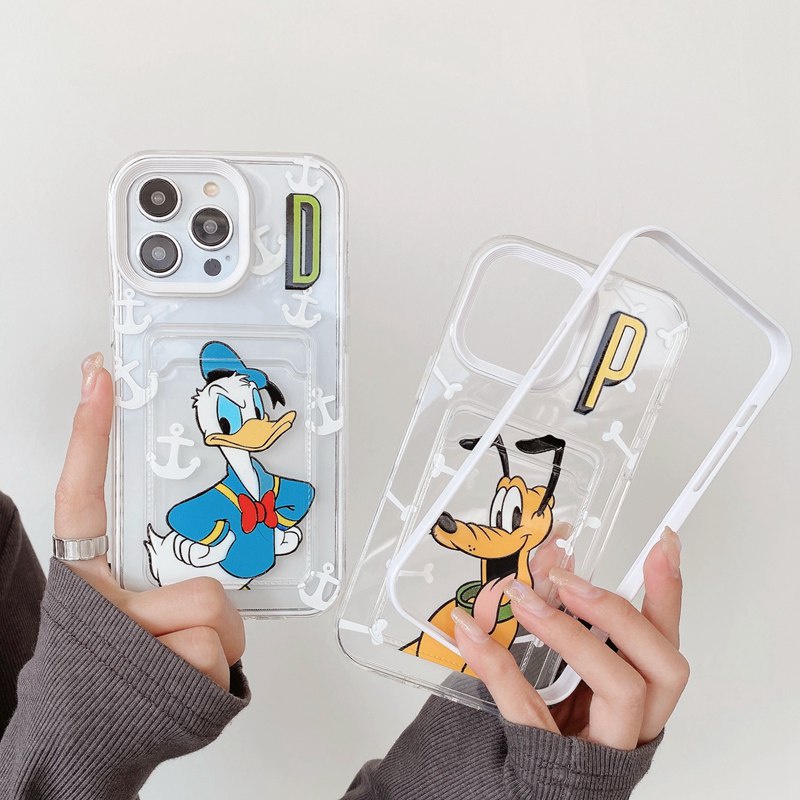 【Card Bag】Donald &amp; Pluto Soft Case HP iP iPhone 6 6S 7 8 14 + Plus SE 2020 X XS XR 11 12 13 Pro Max 3in1 Clear Casing Apple