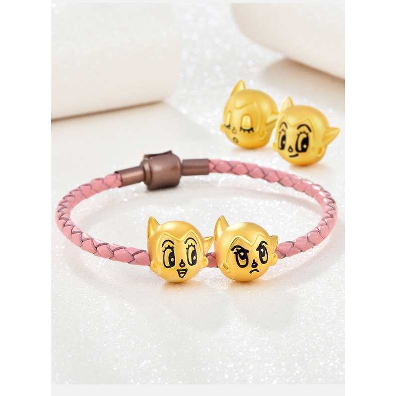 Goldkingdom Fashion Perhiasan Aksesoris Ready StockVacuum Disepuh Gelang Emas Asli Kadar 375 Astro Versi Kartun Dari Lutong Emas Asli Kadar 375 Transfer Bead DIY Placer Gelang Emas Asli Kadar 375