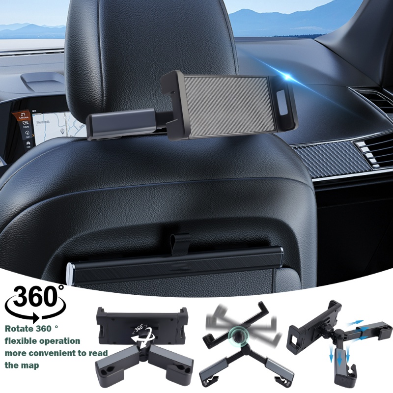 Stand Tablet Kursi Otomotif Universal Kreatif360° Rotatable Portable Car Headrest Mounted ABS Dudukan Ponsel Kendaraan Stretchable Phones Bracket