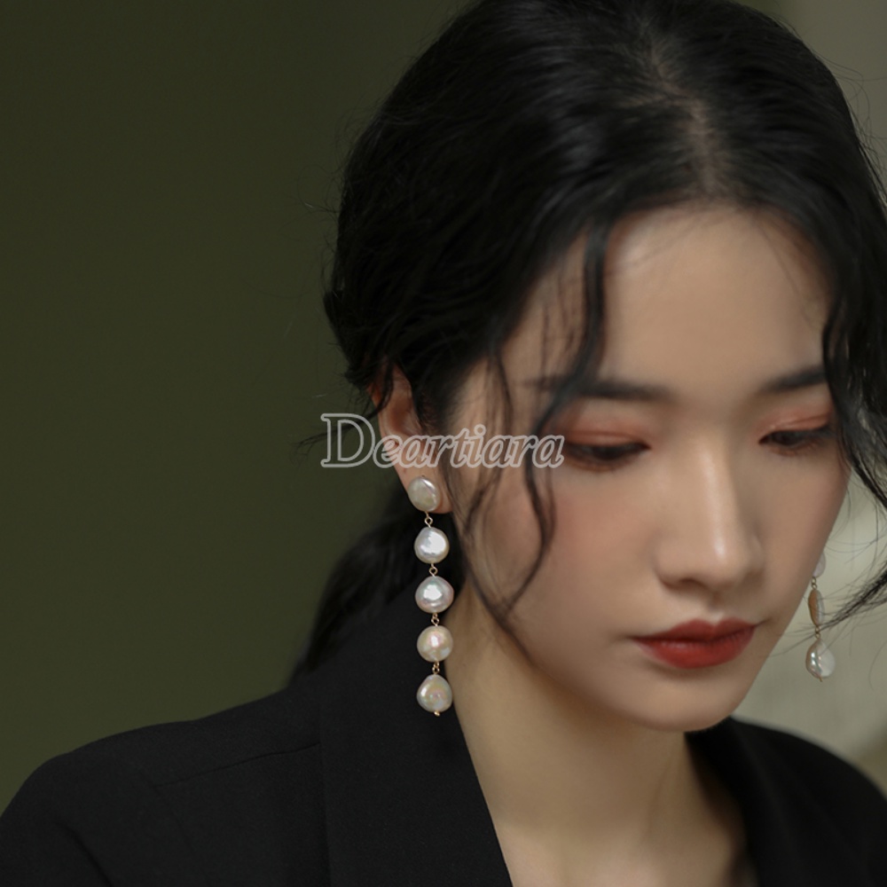 Anting Fashion Temperamen Fashion Anting Mutiara Rasa Desain Perempuan Anting Rumbai Panjang