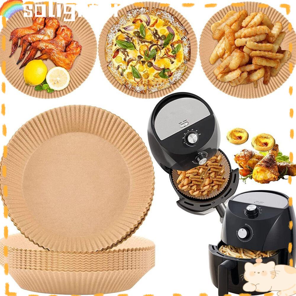 Solighter 100 Pcs Air Fryer Non-Stick Oil-proof Cups Barbecue Plate Aksesoris Dapur Perkamen