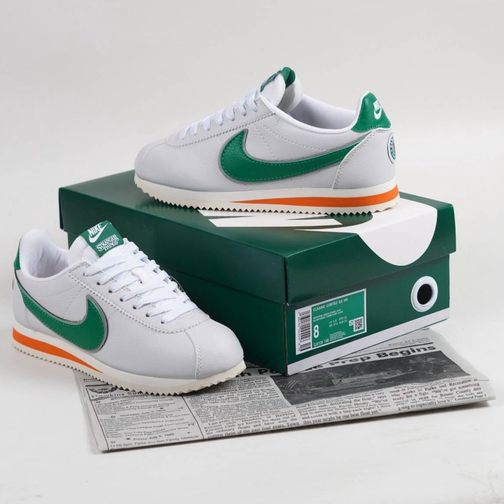 Sepatu Nike Classic Cortez Stranger Things Hawkins High School White Sneakers Pria Wanita CJ6106-100