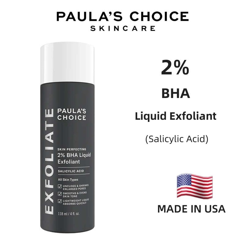 PAULA'S CHOICE Skin Perfecting 2% BHA Salicylic Acid Liquid Exfoliant Untuk Mengurangi Komedo Serum Jerawat Eksfoliasi Wajah Mengecilkan Poripori Wajah