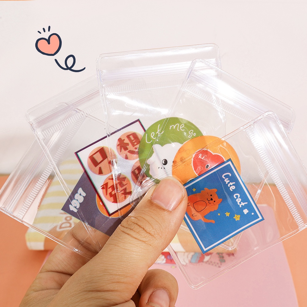 Pola Kartun Lucu Tas Penyimpanan Barang Perhiasan Korea Ins Style Transparan PVC Jewelry Storage Bag Universal Jewelry Anti-Oksidasi Self Sealing Pouch