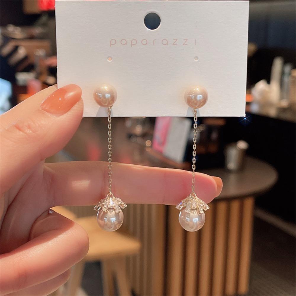 Mxbeauty Anting Gantung Belakang Wanita Trendi Geometris Mutiara Elegan Rumbai Zirkon Manis Perhiasan Fashion