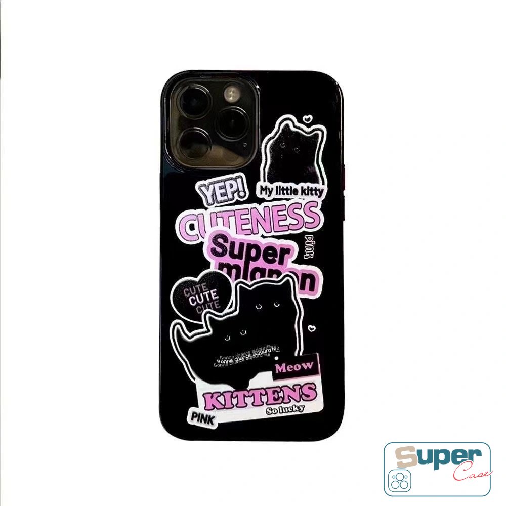 Casing Ponsel Label Kartun Yang Indah Kompatibel Untuk IPhone 7plus 13 11 14 12 Pro Max XR 8 7 Plus X XS Max SE 2020 Pasangan Kucing Anjing Lucu Glossy Lembut Shockproof Camera Protection Cover