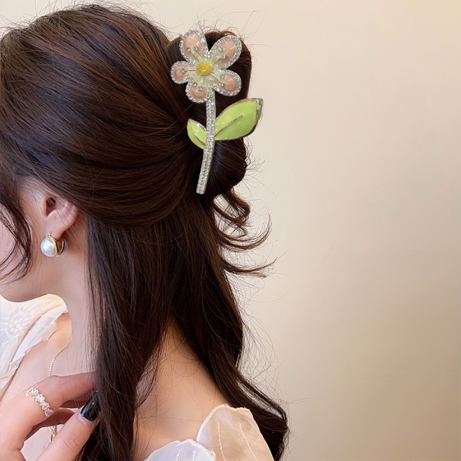 Korea Logam Bunga Berlian Imitasi Rambut Klip Kristal Berlian Woman Hairpin Aksesoris Rambut