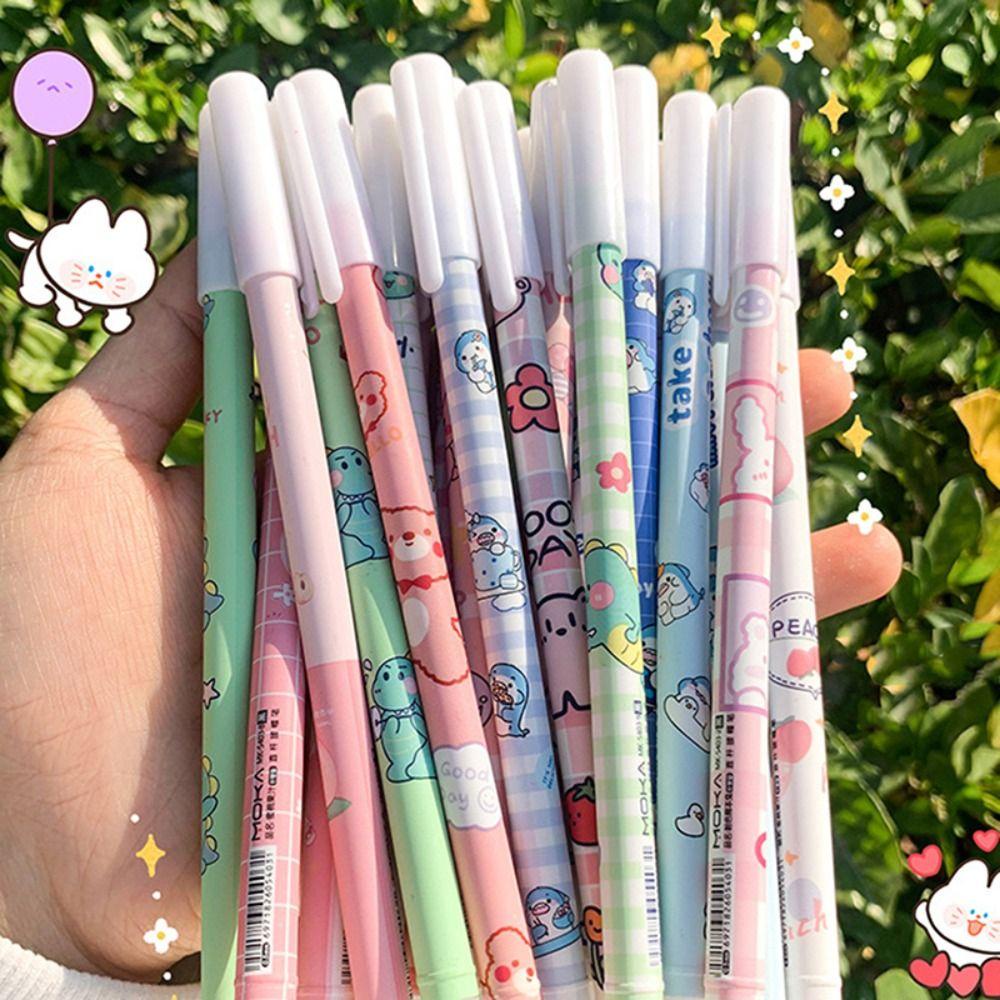 Nanas 12 Pcs Bolpoin Bolpoin Belajar Perlengkapan Kantor 0.5mm Tinta Biru Kreatif Alat Tulis Beruang /Peach/Astronaut Dihapus Pen