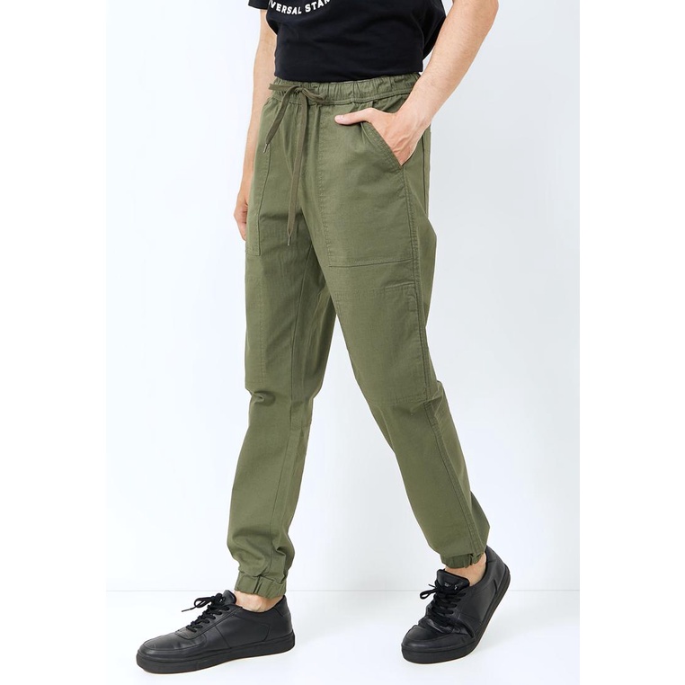 Used Jeans - Joger pants pria slim fit warna Olive - Finley