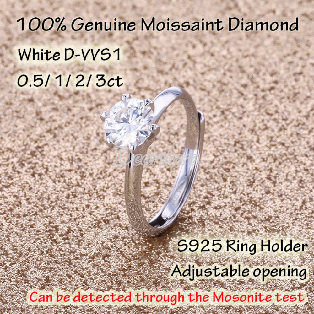 Real Moissanite Cincin S925 Sterling Silver Lamaran Tunangan Cincin Wanita Berlian Dengan Sertifikasi GRA