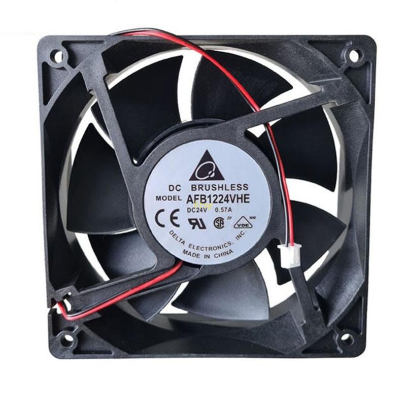 Bt 12x12CM Cooling Fan AFB1224VHE DC24V 4000RPM PC Cooler Radiator 12038kipas Angin 2kabel