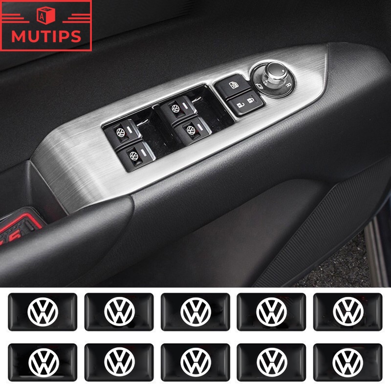 Volkswagen 10Pcs 3D Car Stickers Steering Wheel Door Window Switch Button Badge Decoration Suitable For Polo mk7 Scirocco Beetle Golf mk3 mk6 Passat B5 B6 B7 CC B8 T5