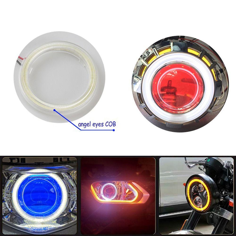 Lanfy Mobil Angel Eyes Cahaya Universal Putih Kuning Biru Mengemudi Lampu Auto Halo Rings Aksesoris Mobil Motor LED Headlight Bulb