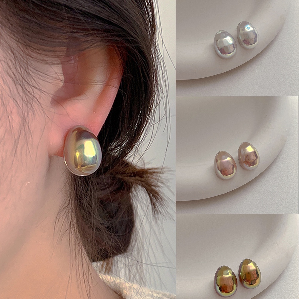 1pasang Tembaga Fadeless Wanita Hoop Earrings Colorful Mutiara Vintage Earring Drop Shape Geometris Perhiasan Hadiah