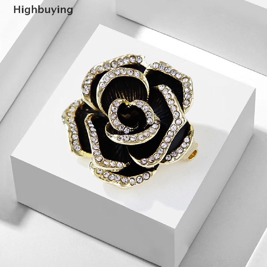 Hbid Fashion Berlian Imitasi Camellia Bunga Enamel Bros Perempuan Kerah Perhiasan Pesta Mantel Pin Hadiah Glory