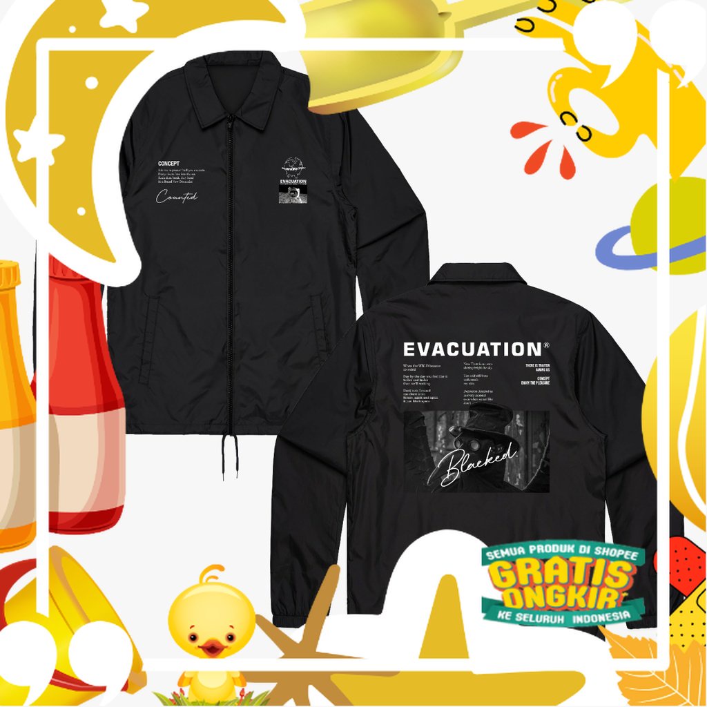 Evacuation Coach Jaket - Jaket Parasut Pria dan Wanita/ hitam oren ungu tosca khaki