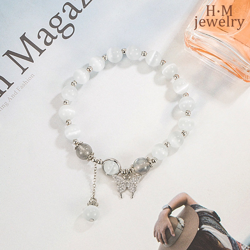 Gelang Opal Kupu-Kupu Perak S925 2023gelang Kristal Bermutu Tinggi Baru