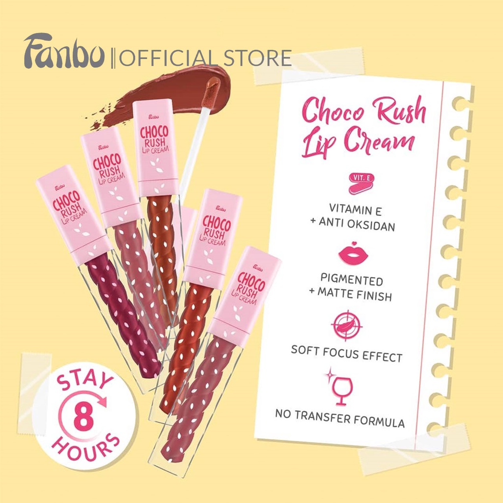 ★ BB ★ Fanbo Choco Rush Lip Cream - Kiss proof &amp; no transfer formula