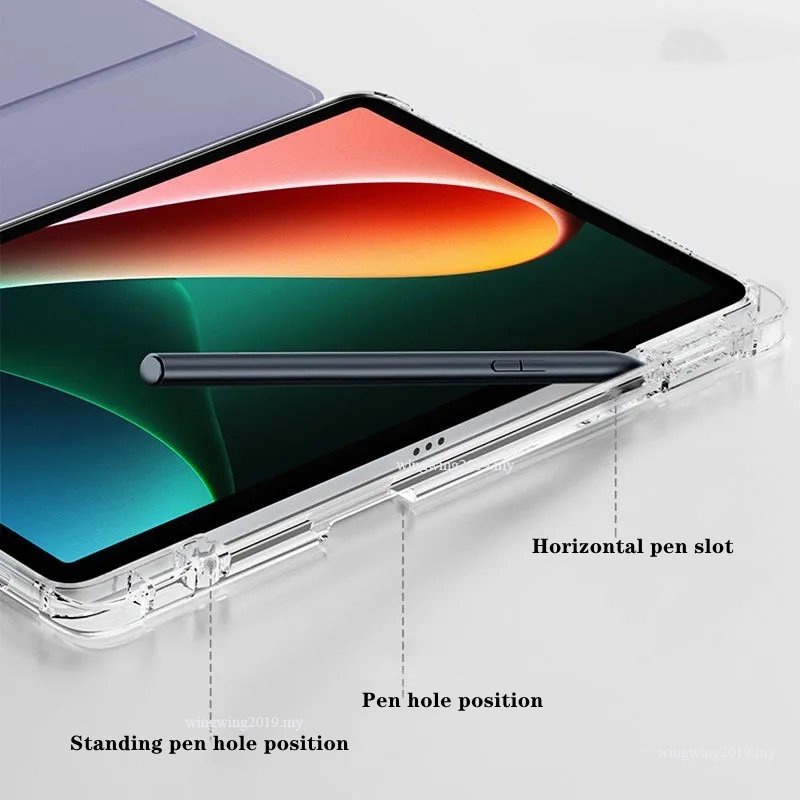 Untuk Xiaomi Pad5 5Pro 5Pro 5G 11inch Tablet Case Built in Pen slot DIY Tas Udara Transparan Shockproof Fleksibel Lembut Casing Belakang Dengan Pen Holder Lipat Smart cove