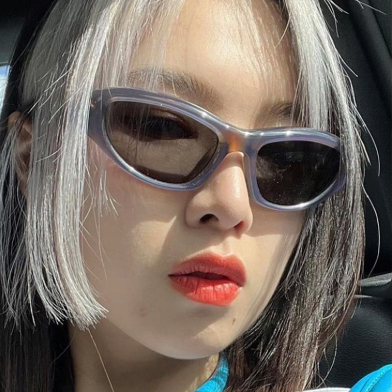 Cat Eye Y2K Cyberpunk Kacamata Hitam Wanita Pria Pentagon Langit Berbintang Tren Tech Sense Personality Glasses