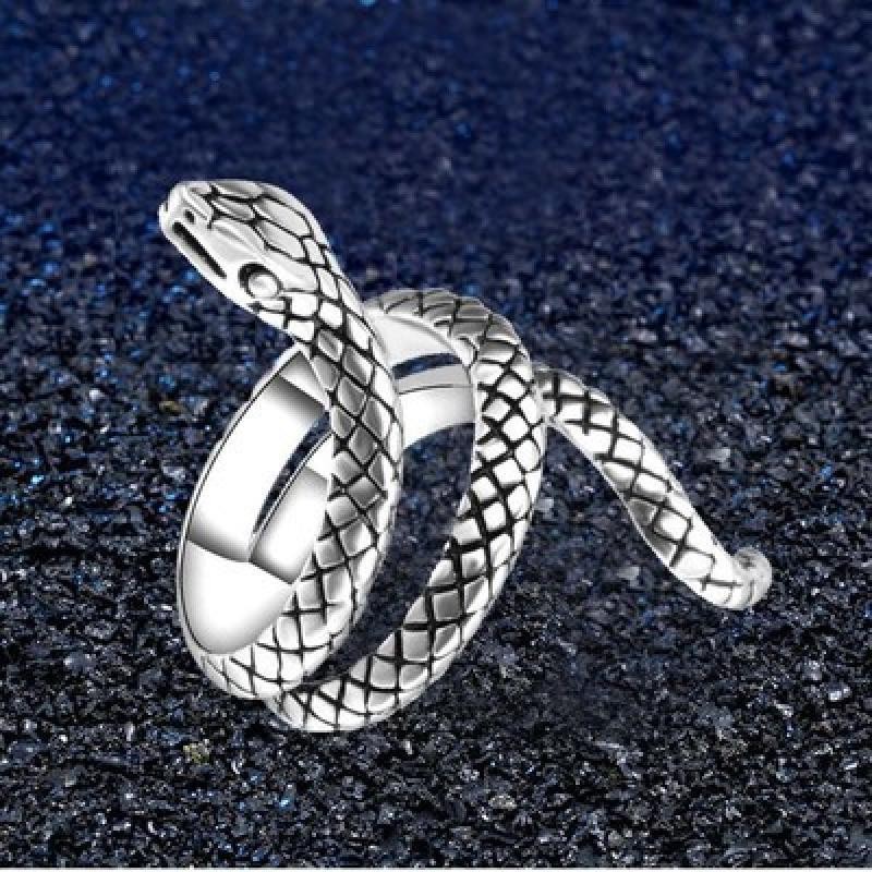 [Joyería X C] Punk Snake Silver Ring for Women Animal Shape Fashion Jewelry