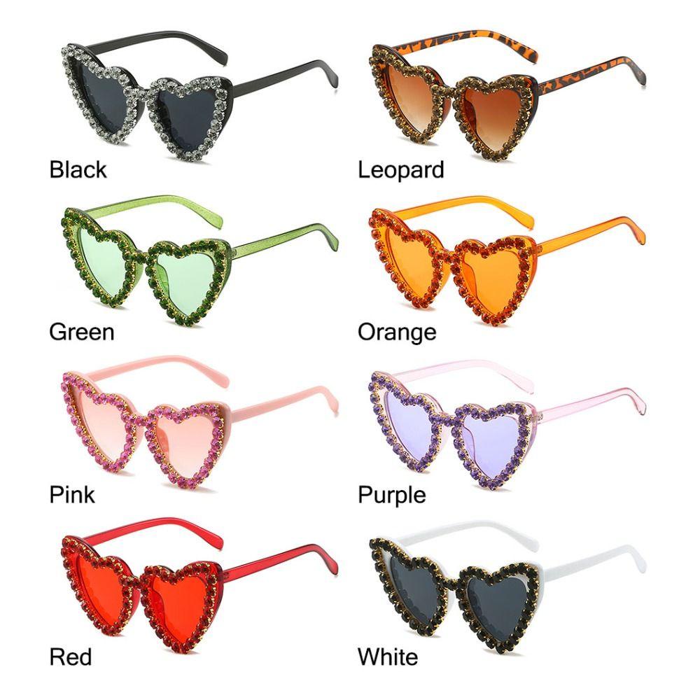 R-flower Heart Sunglasses Vintage Shining Ladies Eyewear Kacamata Hip Hop Untuk Wanita