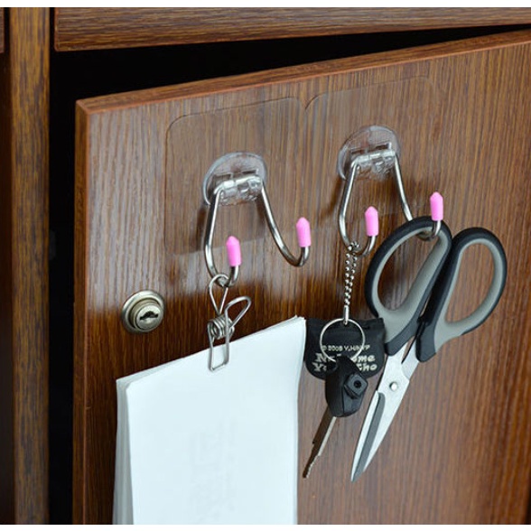 Gantungan Baju Kunci Tempel Dinding Kuat Stainless Hook Tanpa Paku