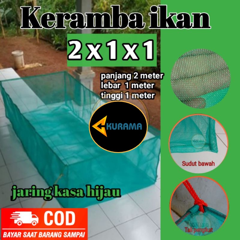 Jaring kerambah ikan nila 2x1x1 keramba siap pakai jaring sortir ikan