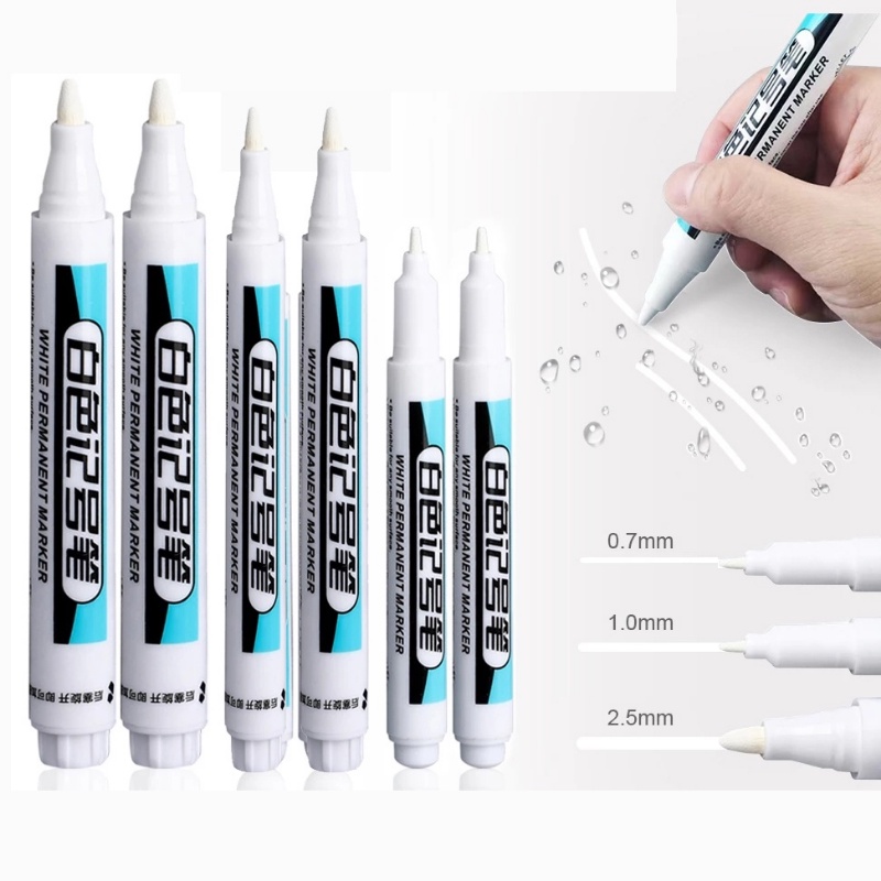 1pc Pulpen Graffiti Spidol Putih Tahan Air Berminyak/Pulpen Lukisan Ban Spidol Putih/Bolpen Tanda Tinta Minyak Putih Permanen