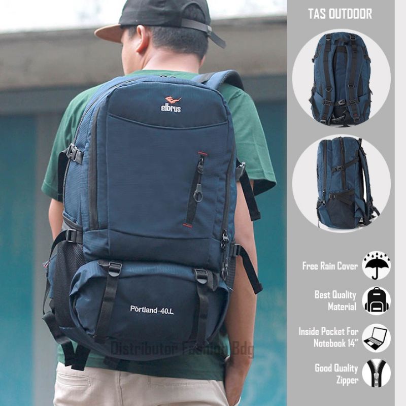 Tas Gunung Backpack Elbrus 40 Liter Tas Ransel Hiking Pria Wanita simpel bonus Raincover