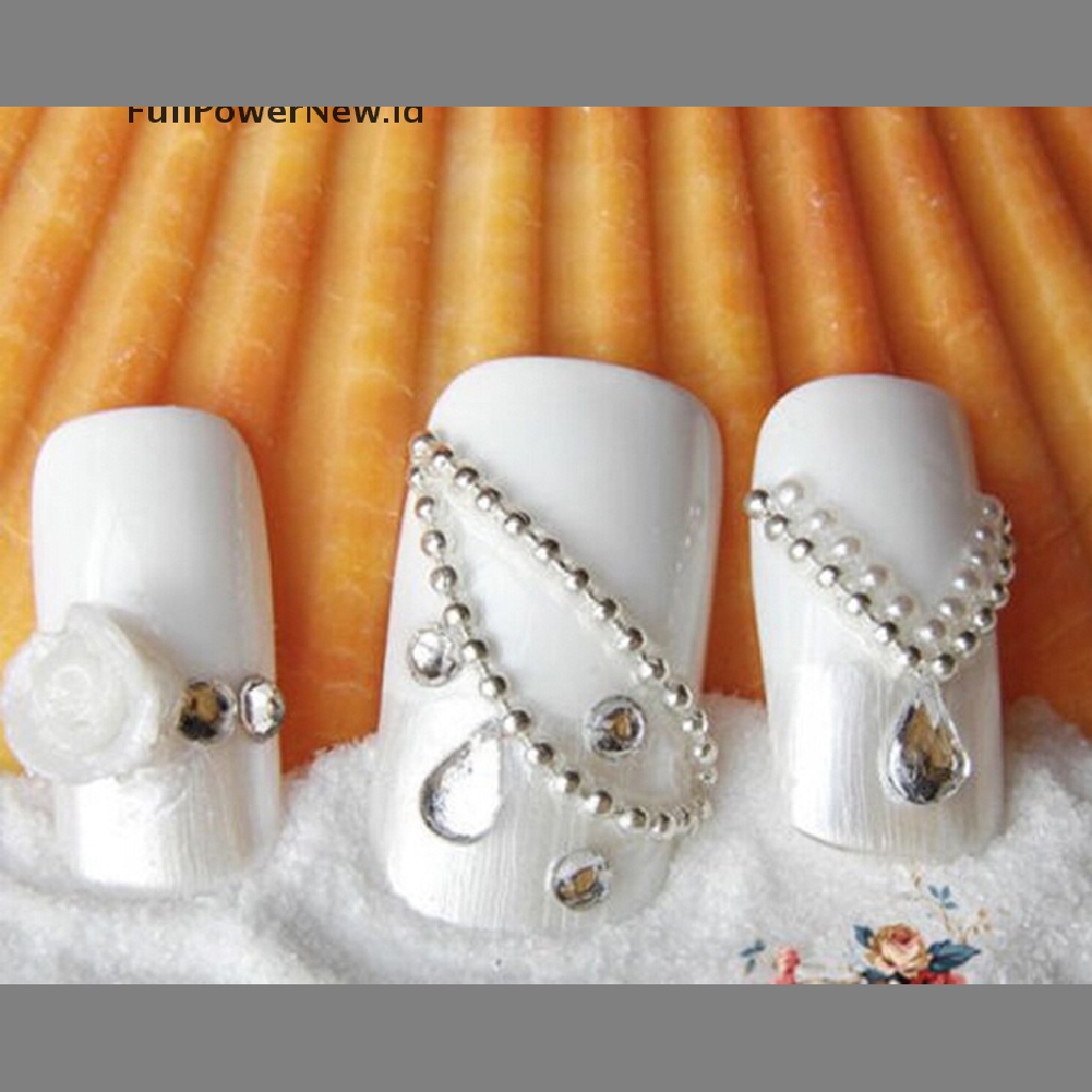 Power 1m Nail Art Tips 3D Stiker Logam Glitter Striping Bola Manik-Manik Rantai Dekorasi ID