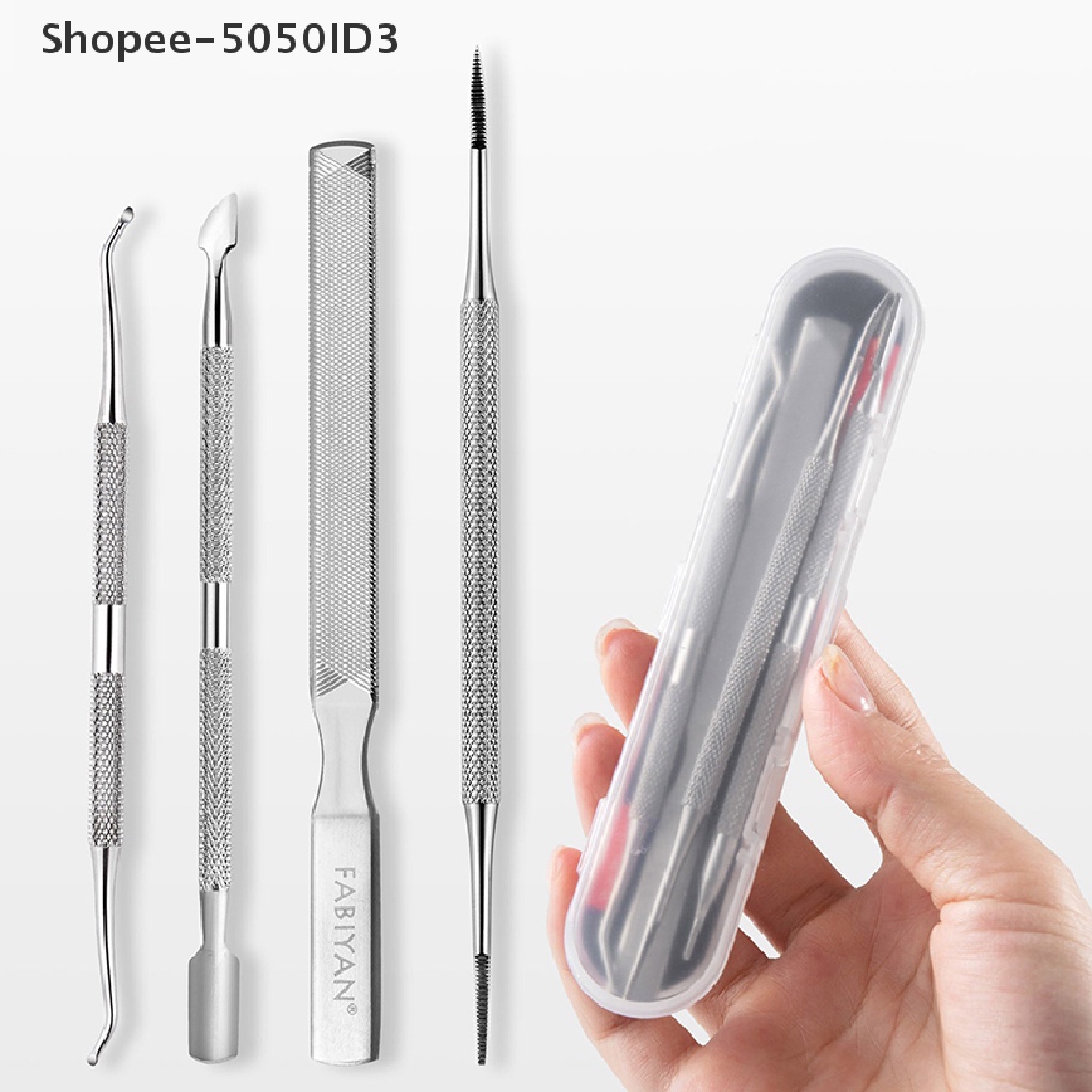[HOT] 4pcs Cuticle Pusher Trimmer Penghilang Kulit Mati Manicure Pedicure Alat Nail Art [ID]
