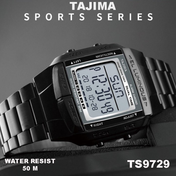 Jam Tangan Tajima Pria Digital 9729 Stainless Steel Tahan Air 50 Meter - ROSE GOLD